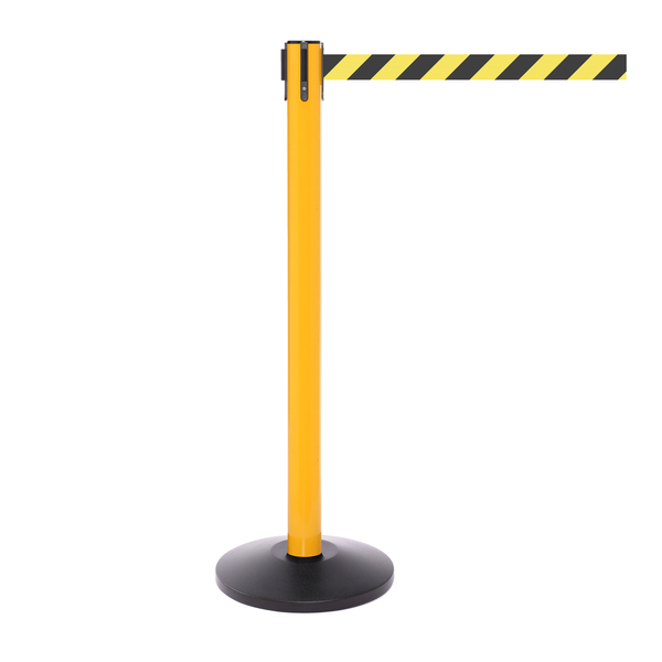 Queue Solutions SafetyPro 250, Yellow, 11' Yellow/Magenta Diagonal Striped Belt SPRO250Y-YM110